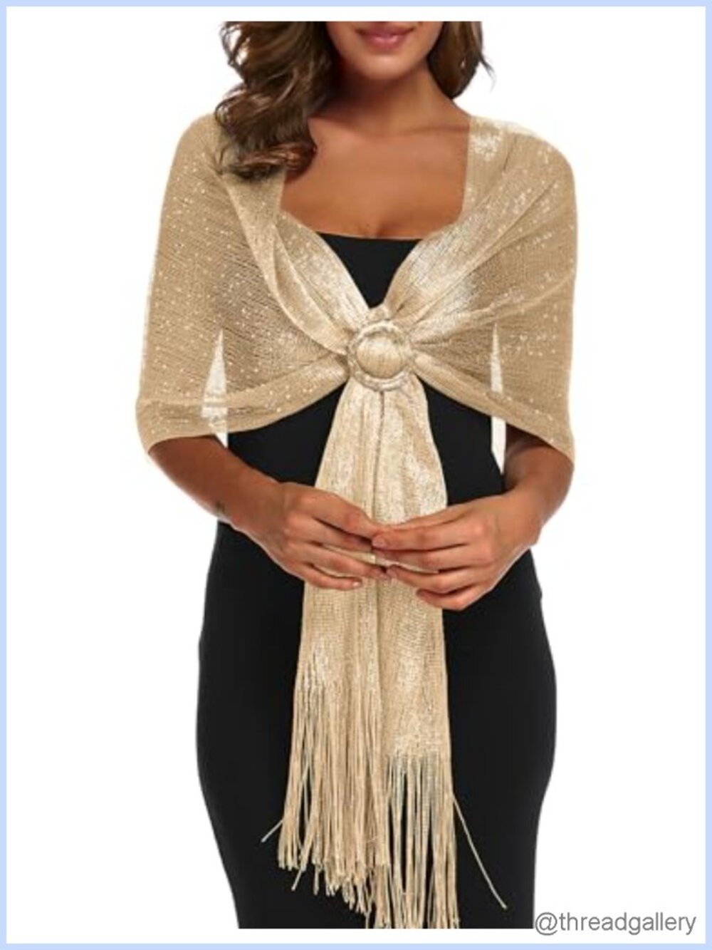Sparkle Shawl Wrap for Evening Dress with Buckle Formal Wedding Cover Up